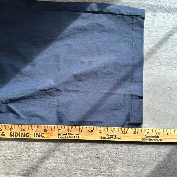 Athleta Midday Mid Rise Crop Poplin Pant Wide Leg Navy Blue Large - Picture 9 of 11